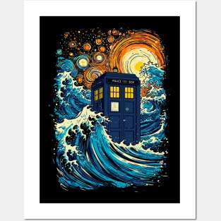 The great kanagawa wave and the tardis Posters and Art